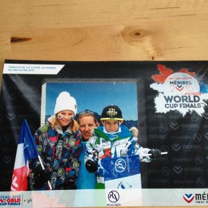Christelle with her kids at the Alpine Ski World Champs 2015