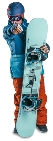 Oxygène Snowboard Instructor Pointing Oxygène Snowboard Instructor Pointing