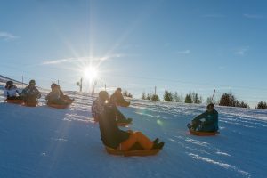 sledging down La Plagne slopes with Oxygène