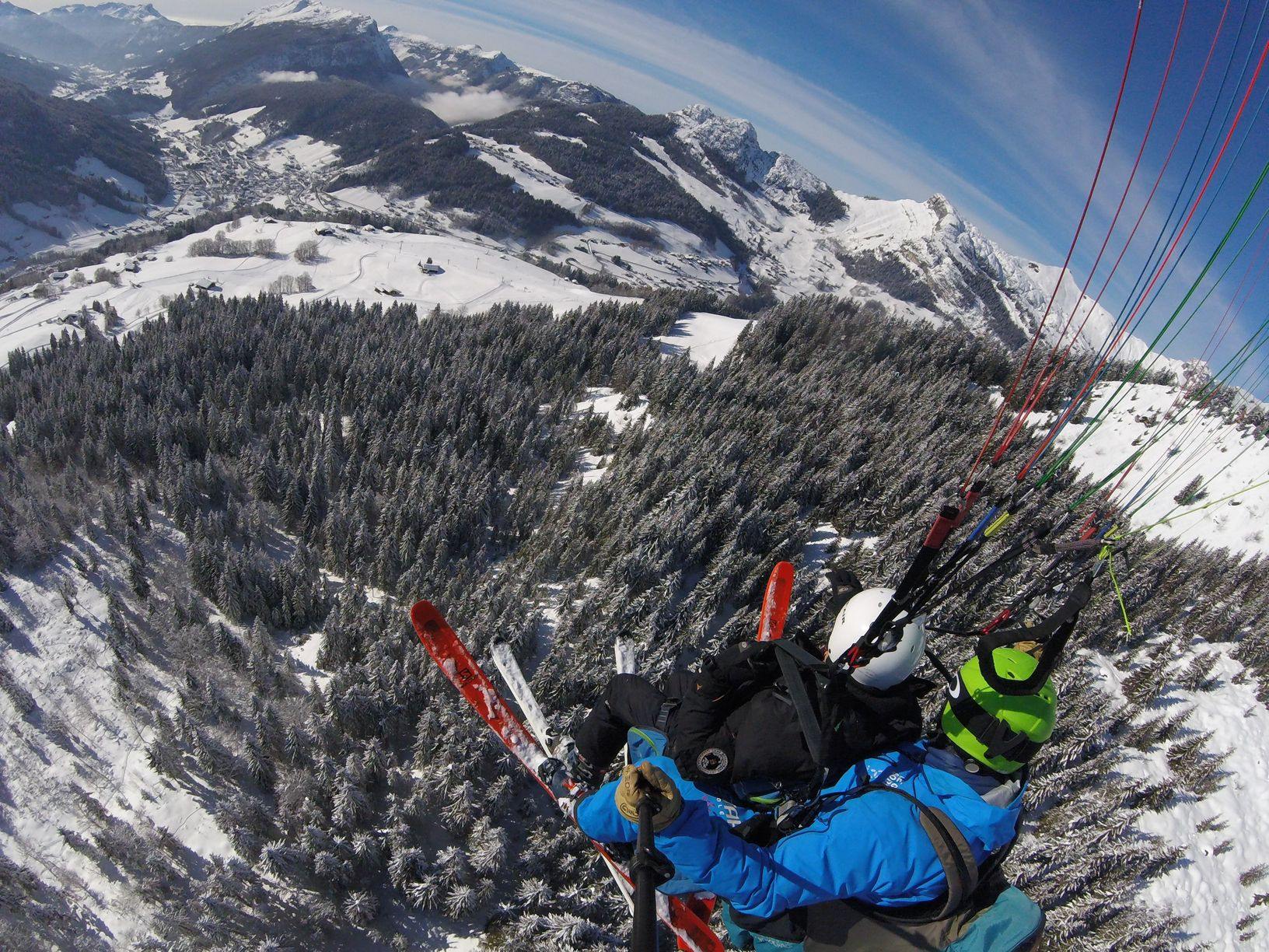 Paragliding on skis